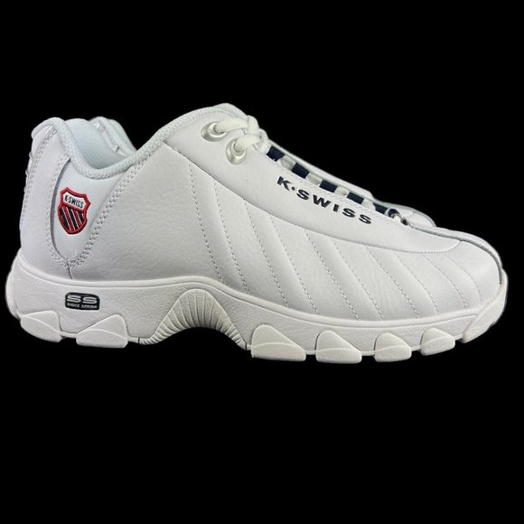 K-Swiss ST329 CMF White Navy Red Shoes Men's 03426-130 Sizes 8.5 - 14 EEE - Picture 1 of 9